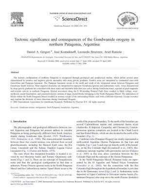 Tectonic Significance and Consequences of the Gondwanide Orogeny in Northern Patagonia, Argentina ⁎ Daniel A