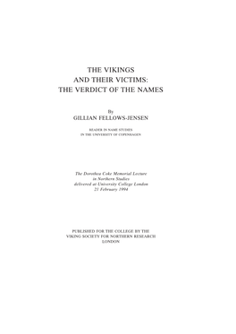 The Vikings and Their Victims: the Verdict of the Names
