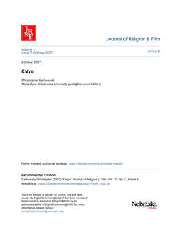 Journal of Religion & Film Katyn