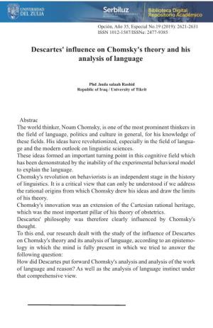 Descartes' Influence on Chomsky's Theory and His Analysis of Language