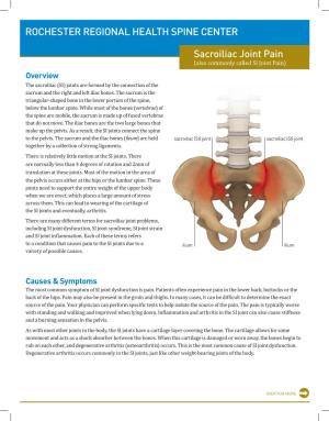 ROCHESTER REGIONAL HEALTH SPINE CENTER Sacroiliac Joint Pain