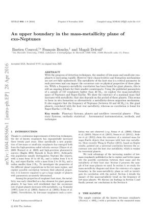 An Upper Boundary in the Mass-Metallicity Plane of Exo-Neptunes