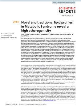 Novel and Traditional Lipid Profiles in Metabolic Syndrome Reveal a High