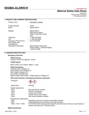 Material Safety Data Sheet Version 5.0 Revision Date 12/12/2012 Print Date 03/20/2014