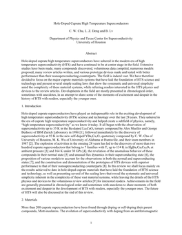 Hole-Doped Cuprate High Temperature Superconductors