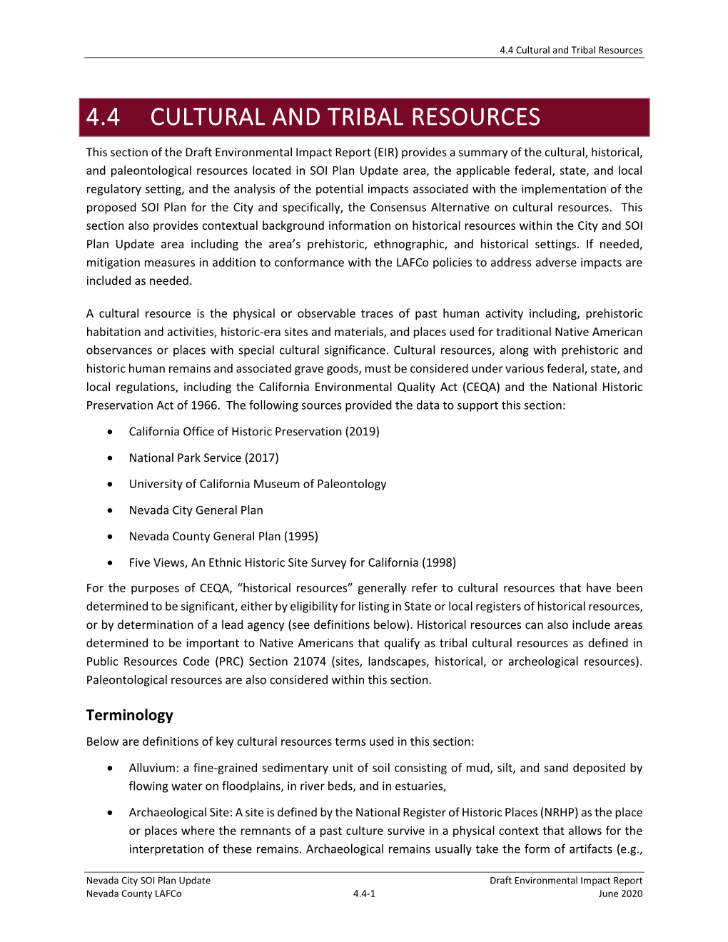 4.4 Cultural and Tribal Resources