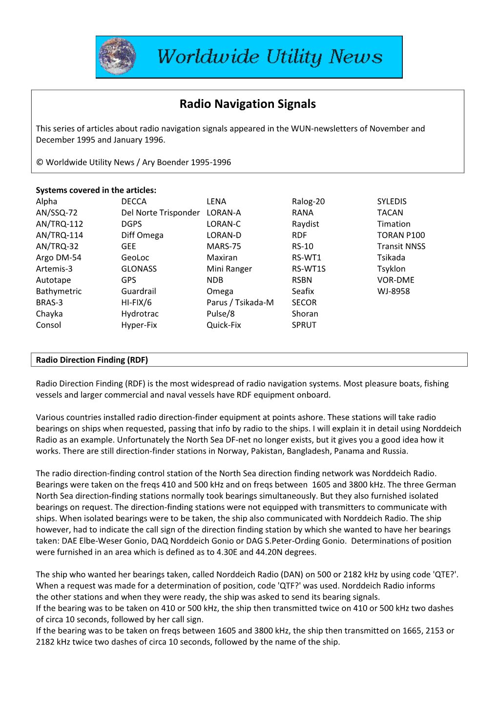 Radio Navigation Signals