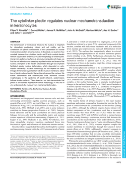 The Cytolinker Plectin Regulates Nuclear Mechanotransduction in Keratinocytes Filipe V