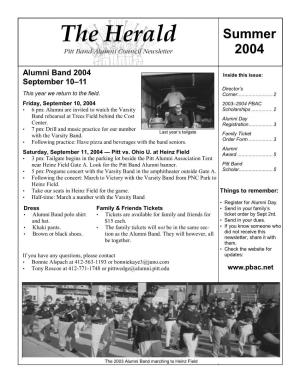 The Herald Summer Pitt Band Alumni Council Newsletter 2004