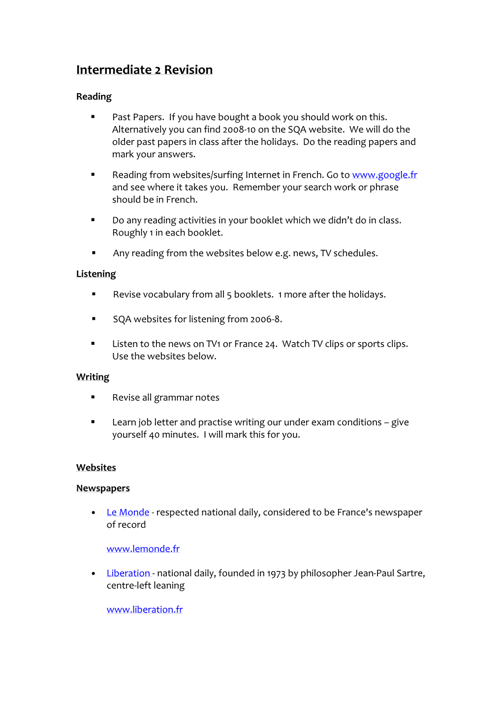 Intermediate 2 Revision