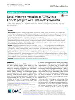 Novel Missense Mutation in PTPN22 in a Chinese Pedigree With