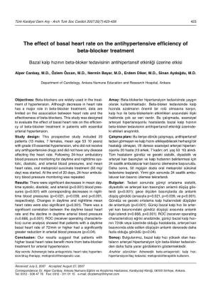 The Effect of Basal Heart Rate on the Antihypertensive Efficiency of Beta-Blocker Treatment