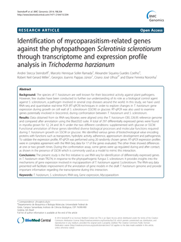 Identification of Mycoparasitism-Related Genes Against the Phytopathogen Sclerotinia Sclerotiorum Through Transcriptome and Expr