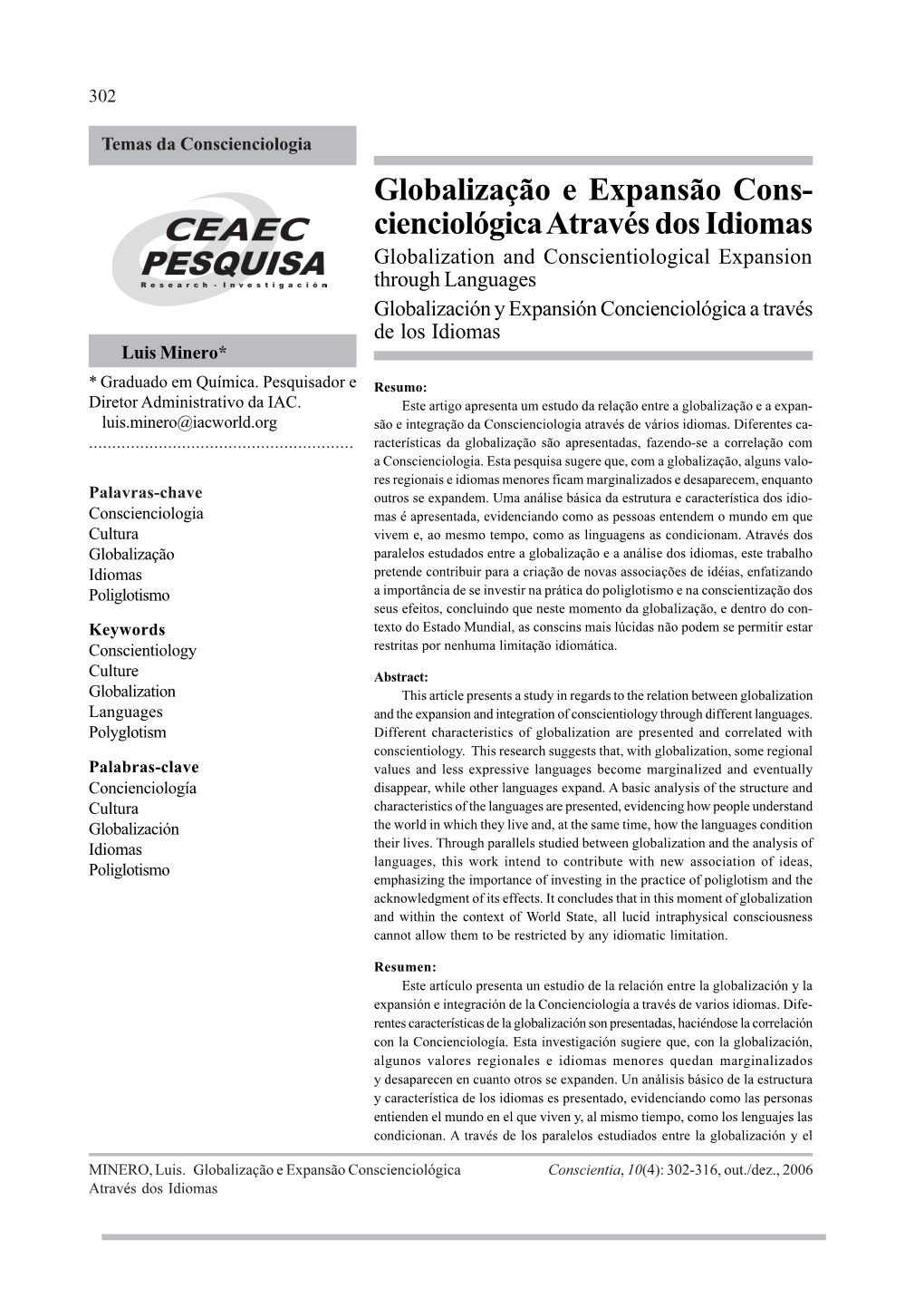 Globalização E Expansão Cons- Cienciológica Através Dos Idiomas