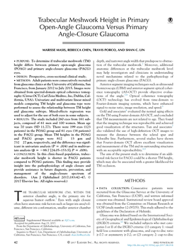 Trabecular Meshwork Height in Primary Open-Angle Glaucoma Versus Primary Angle-Closure Glaucoma
