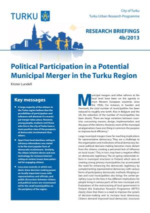 Political Participation in a Potential Municipal Merger in the Turku Region Krister Lundell
