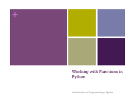 Working with Functions in Python