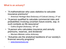 What Is an Actuary?