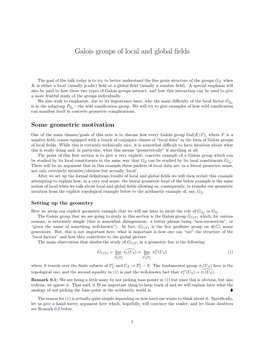 Galois Groups of Local and Global Fields