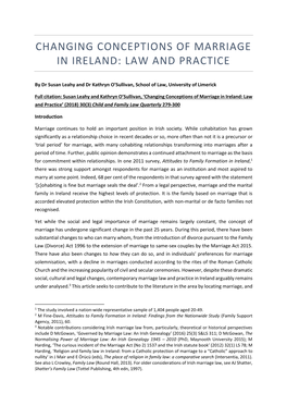Changing Conceptions of Marriage in Ireland: Law and Practice