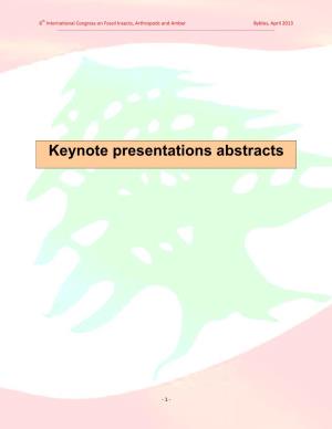 Keynote Presentations Abstracts