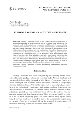Ludwig Lachmann and the Austrians