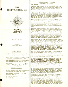 September 15, 1950 NINETY-NINES, Let Us SLANT Our Efforts This Year Toward a Common Goal and Make Our Influence Really Felt