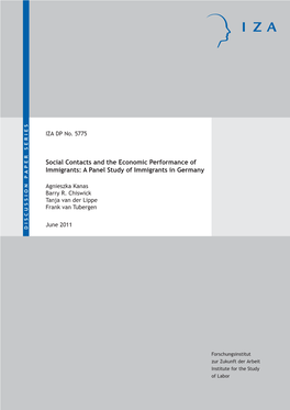 Social Contacts and the Economic Performance of Immigrants: a Panel Study of Immigrants in Germany