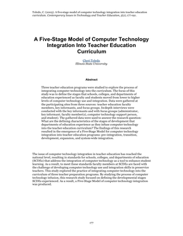 A Five-Stage Model of Computer Technology Integration Into Teacher Education Curriculum