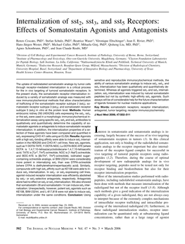 Internalization of Sst2, Sst3, and Sst5 Receptors: Effects of Somatostatin Agonists and Antagonists