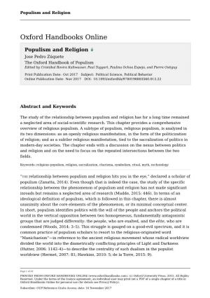 Populism and Religion