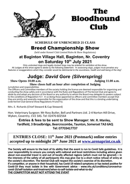 The Bloodhound Club Breed Championship Show 1St June 2019