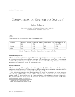 Comparison of Sulfur to Oxygen*