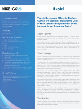Tbaytel Leverages Cxone to Capture Customer Feedback, Transforms Voice of the Customer Program with 149% Increase in Net Promote