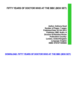 Fifty Years of Doctor Who at the Bbc (Box Set)