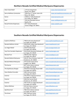 Northern Nevada Certified Medical Marijuana Dispensaries Southern