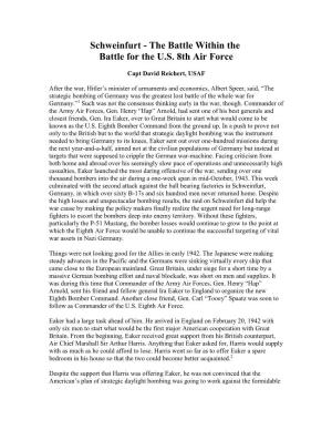 Schweinfurt - the Battle Within the Battle for the U.S