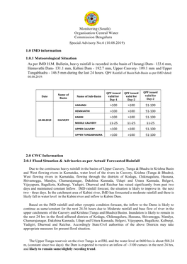 As Per IMD HM Bulletin, Hemavathi Dam- 131.1 Mm, Tungabhadra