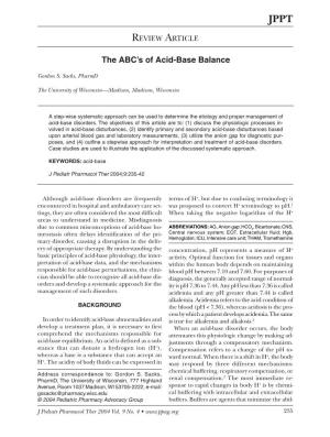 The ABC's of Acid-Base Balance