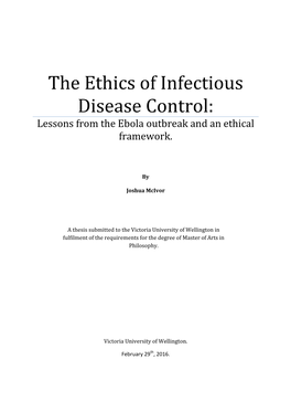 The Ethics of Infectious Disease Control: Lessons from the Ebola Outbreak and an Ethical Framework