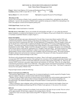 BOTANICAL FIELD RECONNAISSANCE REPORT Lake Tahoe Basin Management Unit