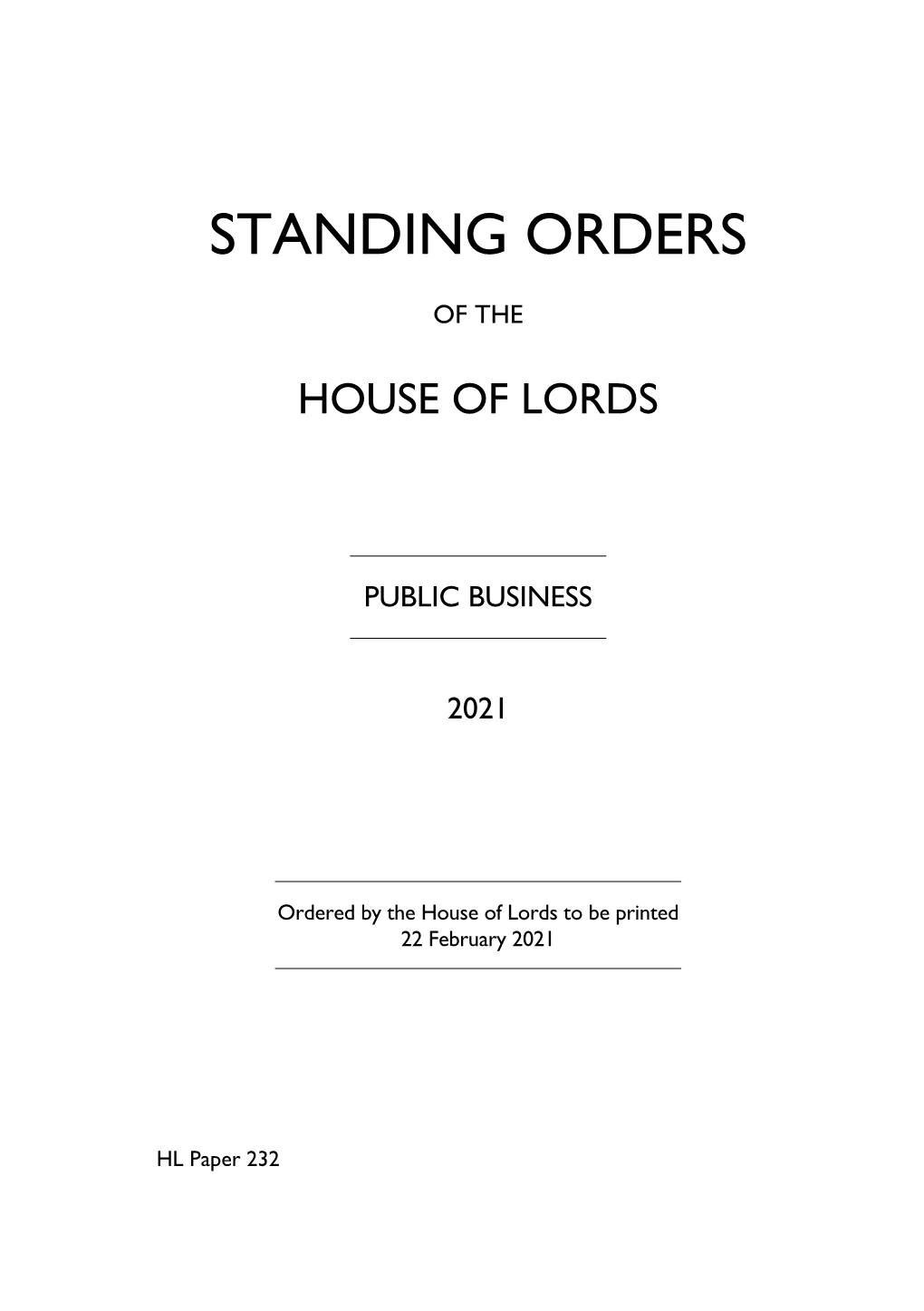 Standing Orders