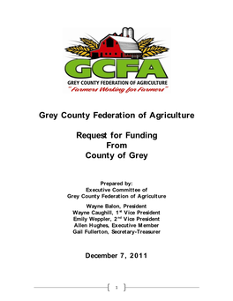 Grey County Federation of Agriculture Request for Funding from County