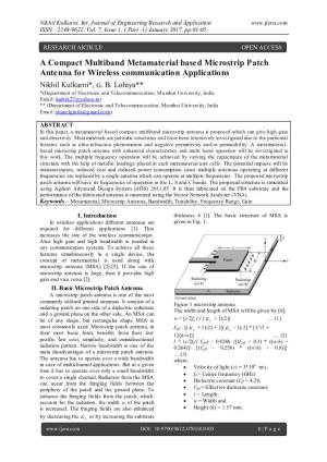 A Compact Multiband Metamaterial Based Microstrip Patch Antenna for Wireless Communication Applications