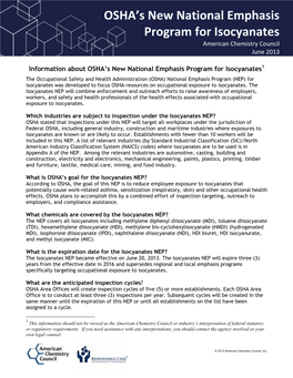 OSHA's New National Emphasis Program (NEP) for Isocyanates
