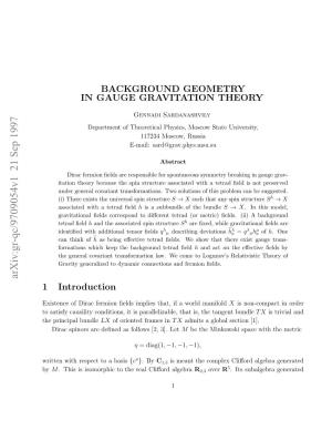 Background Geometry in Gauge Gravitation Theory
