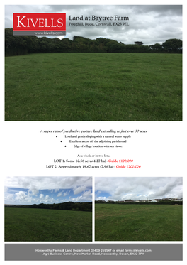 Land at Baytree Farm Poughill, Bude, Cornwall, EX23 9EL