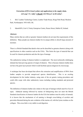 Extraction of DNA from Leather and Applications to the Supply Chain