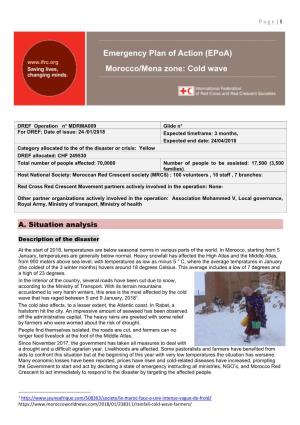 Emergency Plan of Action (Epoa) Morocco/Mena Zone: Cold Wave
