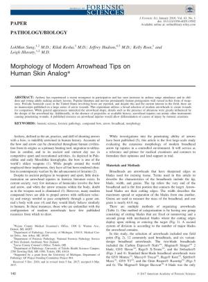 Morphology of Modern Arrowhead Tips on Human Skin Analog*